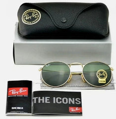 Ray-Ban Sunglasses RB3447 Round Metal Gold Frame Green Classic Lens 50mm Unisex