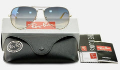 Ray-Ban Sunglasses RB3025 Aviator Gradient Gold Frame Light Blue Lenses 58mm